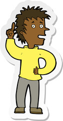 sticker of a cartoon boy with idea