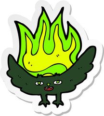 sticker of a cartoon spooky vampire bat