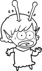 cartoon shocked alien girl