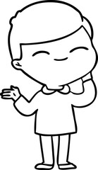 Obraz premium cartoon shy smiling boy