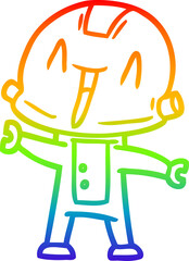 rainbow gradient line drawing of a cartoon robot