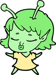 cute alien girl cartoon