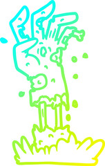 cold gradient line drawing of a spooky zombie hand cartoon
