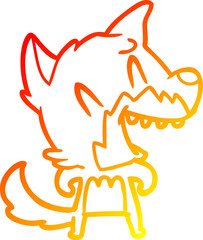 warm gradient line drawing of a laughing fox cartoon