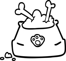 line drawing cartoon pet bowl