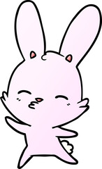 curious waving bunny cartoon