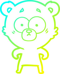 cold gradient line drawing of a surprised bear cartoon