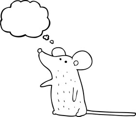 freehand drawn thought bubble cartoon mouse