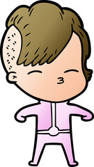 cartoon girl wearing futuristic clothes