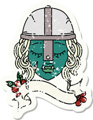 Retro Tattoo Style orc fighter character face