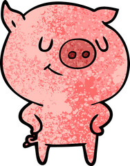 happy cartoon pig