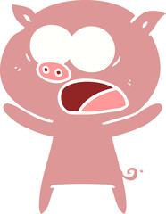 flat color style cartoon pig shouting