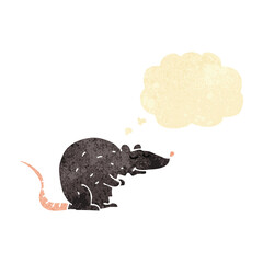 cartoon black rat with thought bubble