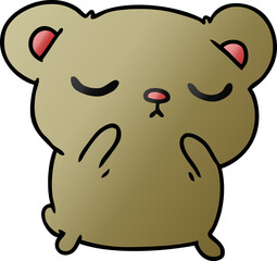 freehand drawn gradient cartoon of a cute bear