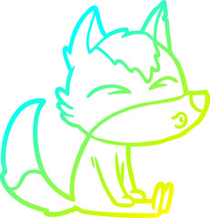 cold gradient line drawing of a cartoon wolf whistling