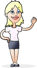 cartoon woman waving