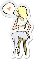 sticker of a cartoon woman with love heart