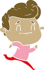 running flat color style cartoon man