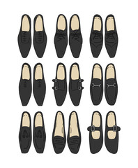 黒の革靴のイラストセット