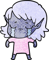 cartoon crying elf girl