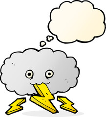 cartoon thundercloud with thought bubble