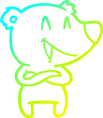 Fototapeta premium cold gradient line drawing of a laughing bear cartoon