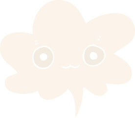 cute cartoon face with speech bubble in retro style