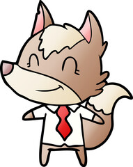 friendly cartoon wolf office worker