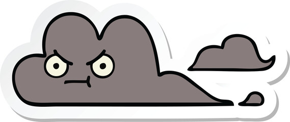 Fototapeta premium sticker of a cute cartoon storm cloud