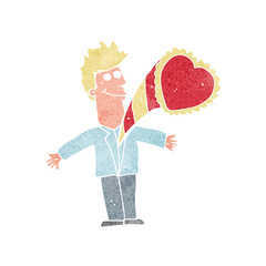 cartoon man with thumping heart