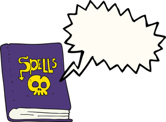 freehand drawn speech bubble cartoon spell book