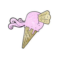 freehand textured cartoon ice cream cone