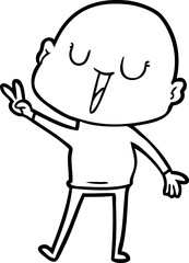 happy cartoon bald man