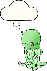 cartoon jellyfish with thought bubble in smooth gradient style