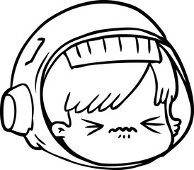 cartoon stressed astronaut face