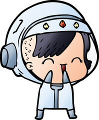 cartoon laughing astronaut girl