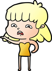 cartoon worried woman