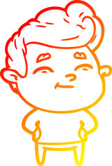 warm gradient line drawing of a happy cartoon man
