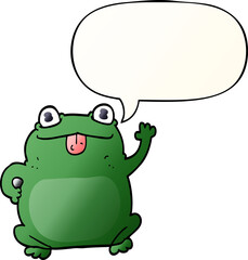 cartoon frog with speech bubble in smooth gradient style