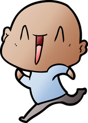 happy cartoon bald man