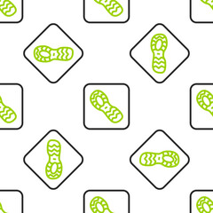 Line Human footprints shoes icon isolated seamless pattern on white background. Shoes sole. Vector