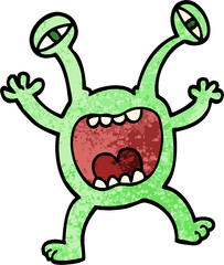 grunge textured illustration cartoon monster