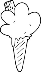 line drawing cartoon ice cream cone