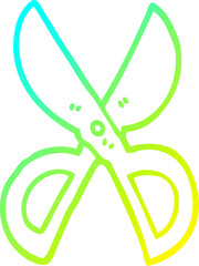 cold gradient line drawing of a cartoon open scissors