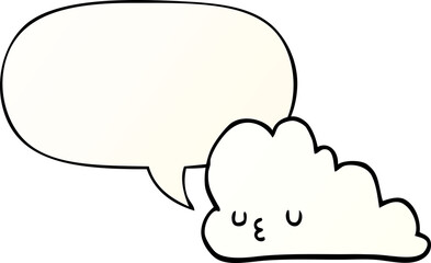 cute cartoon cloud with speech bubble in smooth gradient style