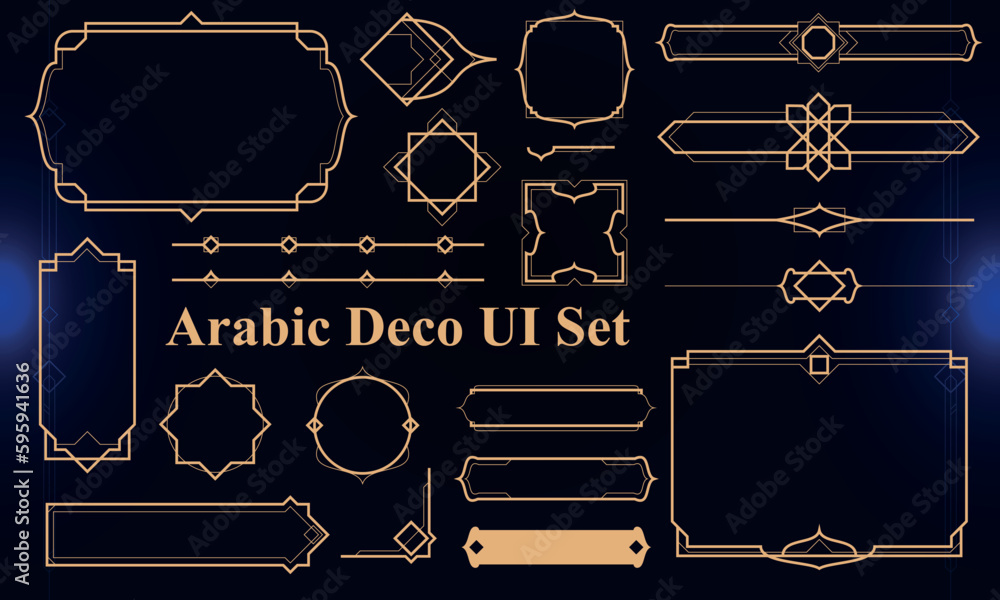 Wall mural set of arabic deco modern user interface elements. fantasy magic hud. good for game ui. vector illus