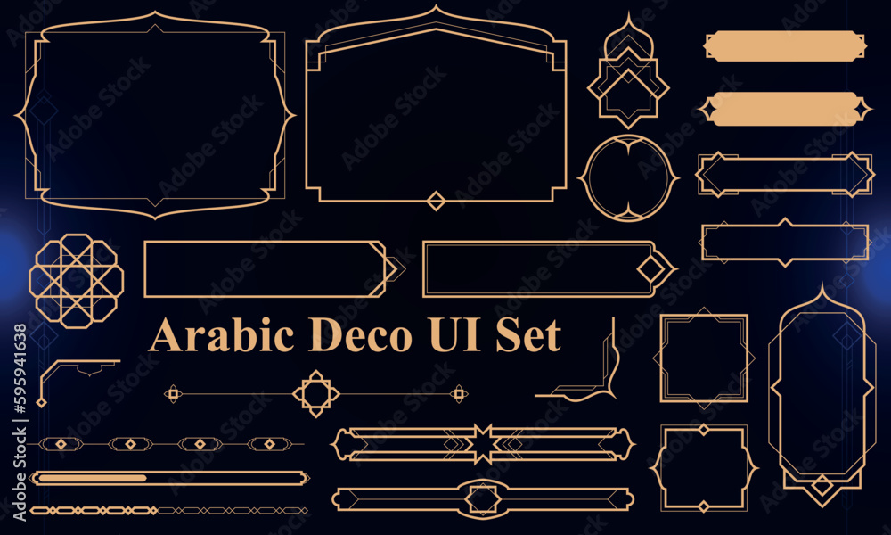 Wall mural set of arabic deco modern user interface elements. fantasy magic hud. good for game ui. vector illus