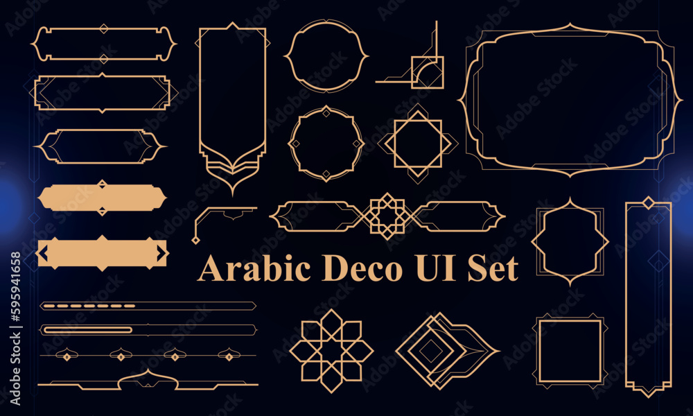 Wall mural set of arabic deco modern user interface elements. fantasy magic hud. good for game ui. vector illus