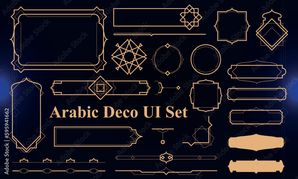Wall mural set of arabic deco modern user interface elements. fantasy magic hud. good for game ui. vector illus