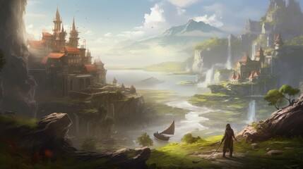 Naklejka premium Beautiful Fantasy Game Artwork